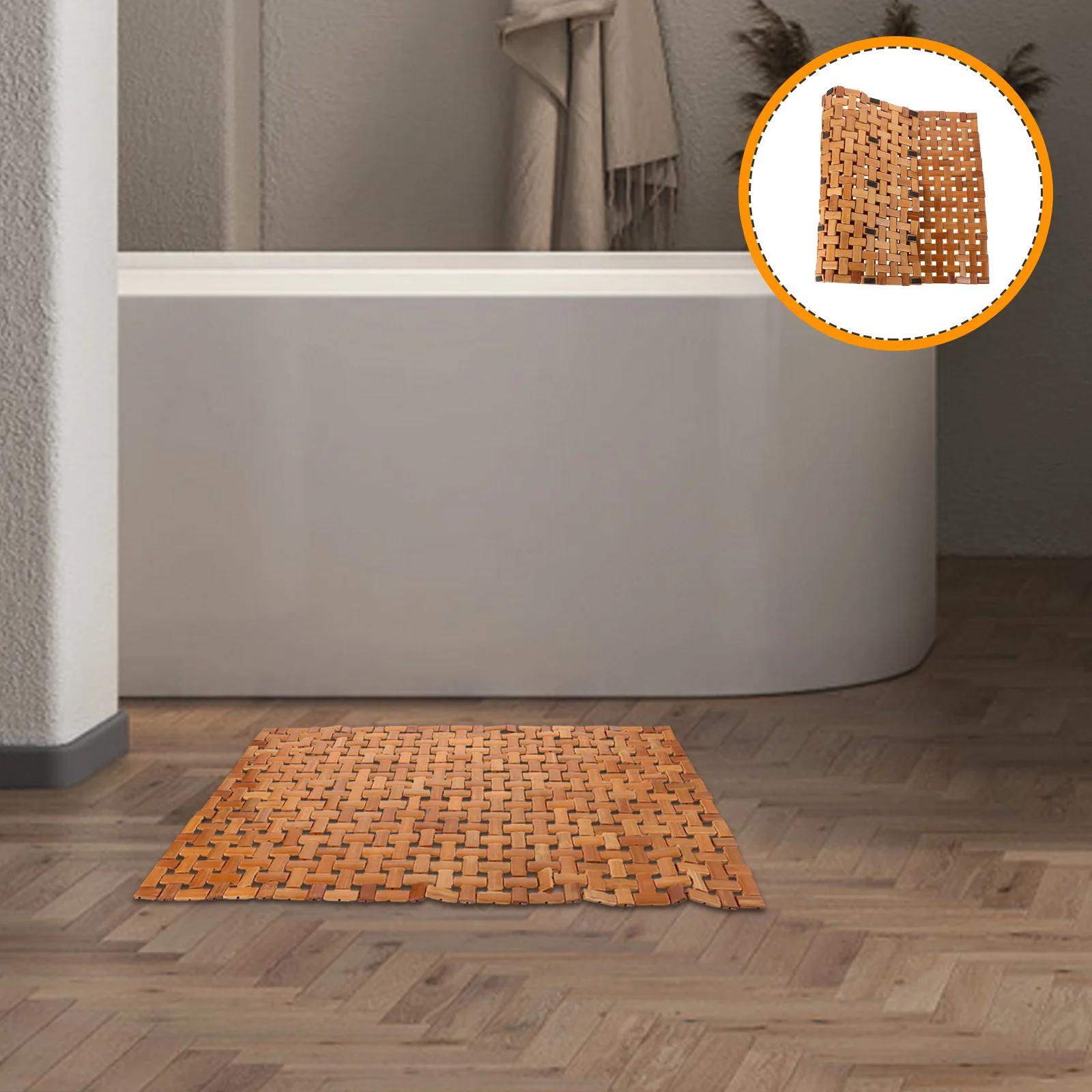 

Bamboo Portable Foldable Bathroom Mat Non Slip Shower Bath Floor Toilet Mat Sauna Spa Bamboo Bath Mats for Bathroom