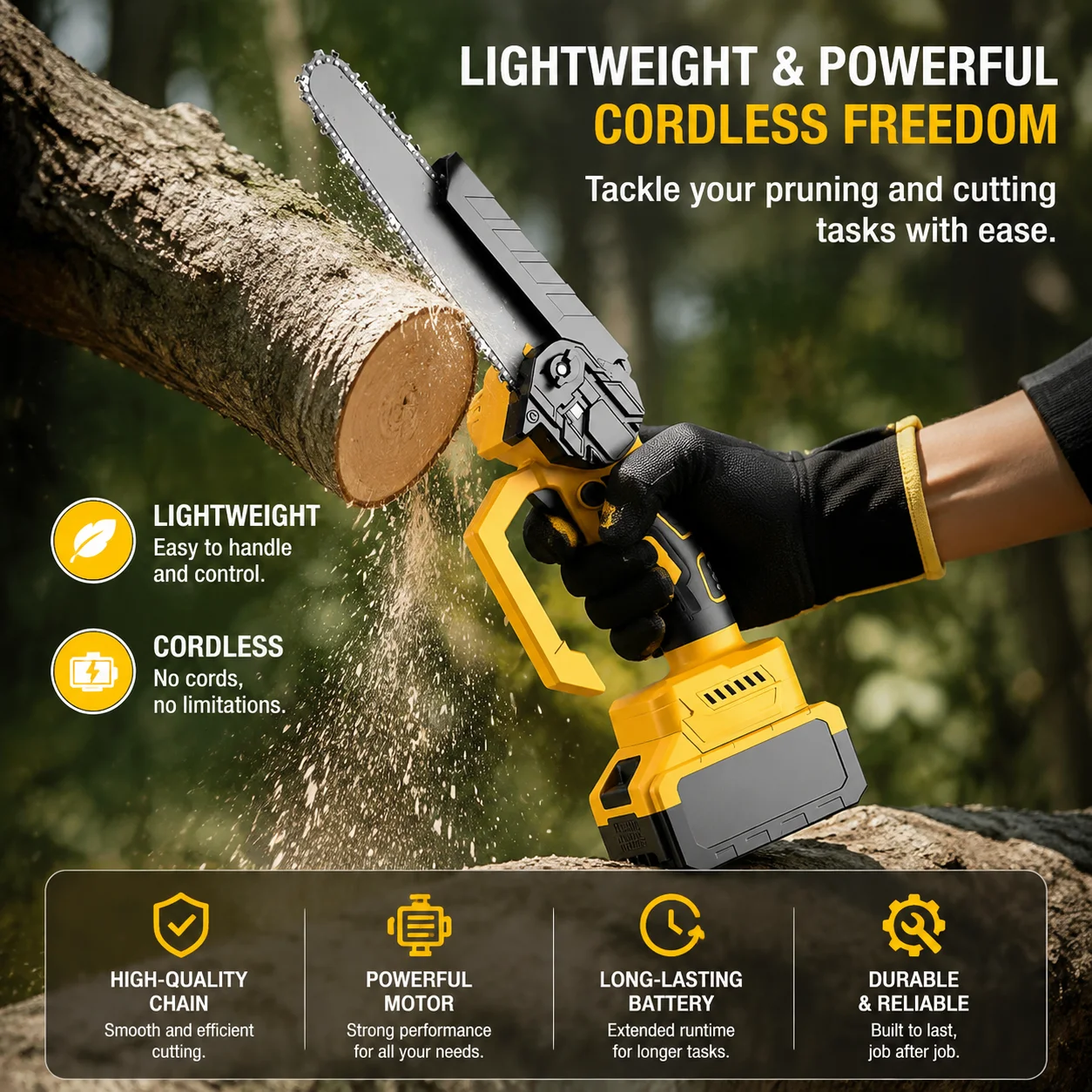 High Power Brushless  Electric Chain Saw Household Handheld Electric Saw Woodworking Electric Saw Portable Logging Cutting Tools