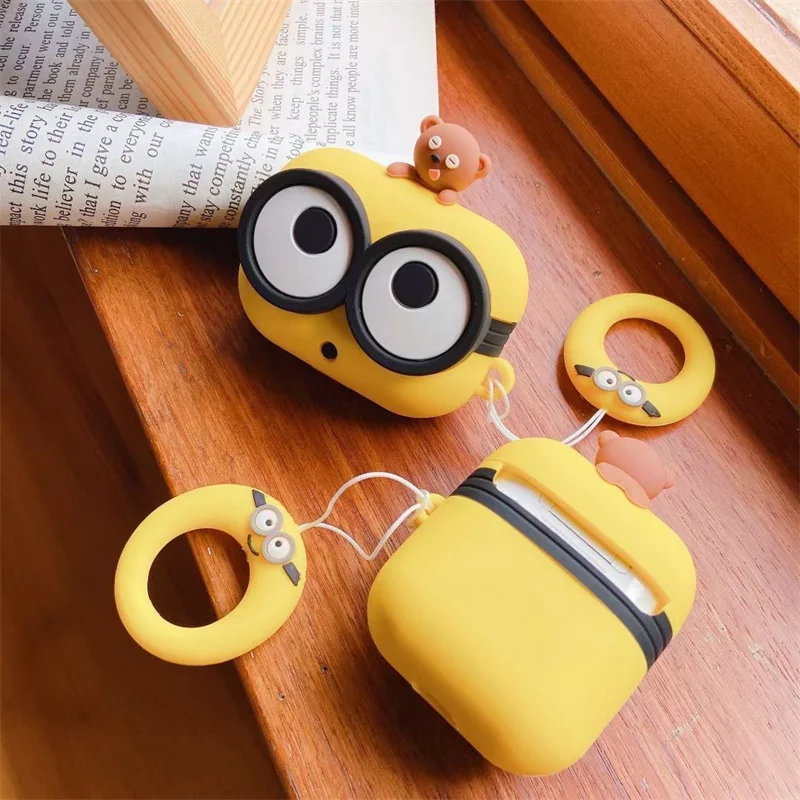 Minions Tim Bluetooth Earphone Protective Case for Airpods 1 2 3 Pro Cartoon Anti Drop Silicone Earphone Case Accessories Cover