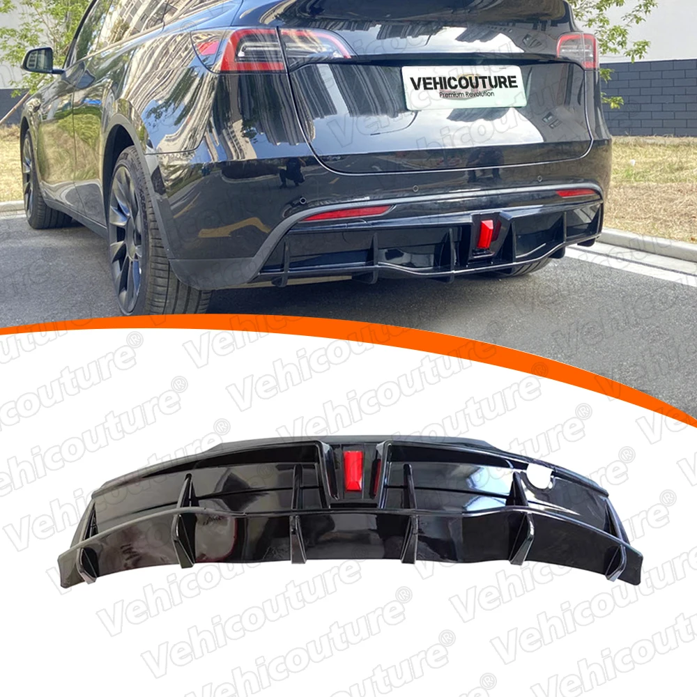 

Model Y Performance Carbon Fiber Pattern Rear Bumper ABS PP Bright Black Rear Diffuser Body Kit for Tesla Model Y
