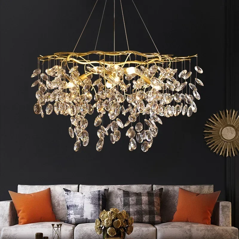 Imagem -06 - Nordic Branch Shape Pendant Lamp Luxo Crystal Chandelier For Living Room Decoração do Quarto Iluminação Interior Luminaria Fixtures