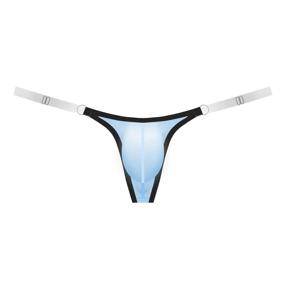 Men's Thongs String Homme Sexy Low Waist Adjustable Thin Belt Underwear Thin Breathable Pouch Jockstrap T-Back Bikini Underpants