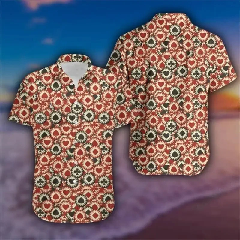 Casino Poker Dice 3d Print Beach Shirts For Men Hawaiian Holiday Short Sleeve New Design Summer Lapel Funny Women Blouse Tops