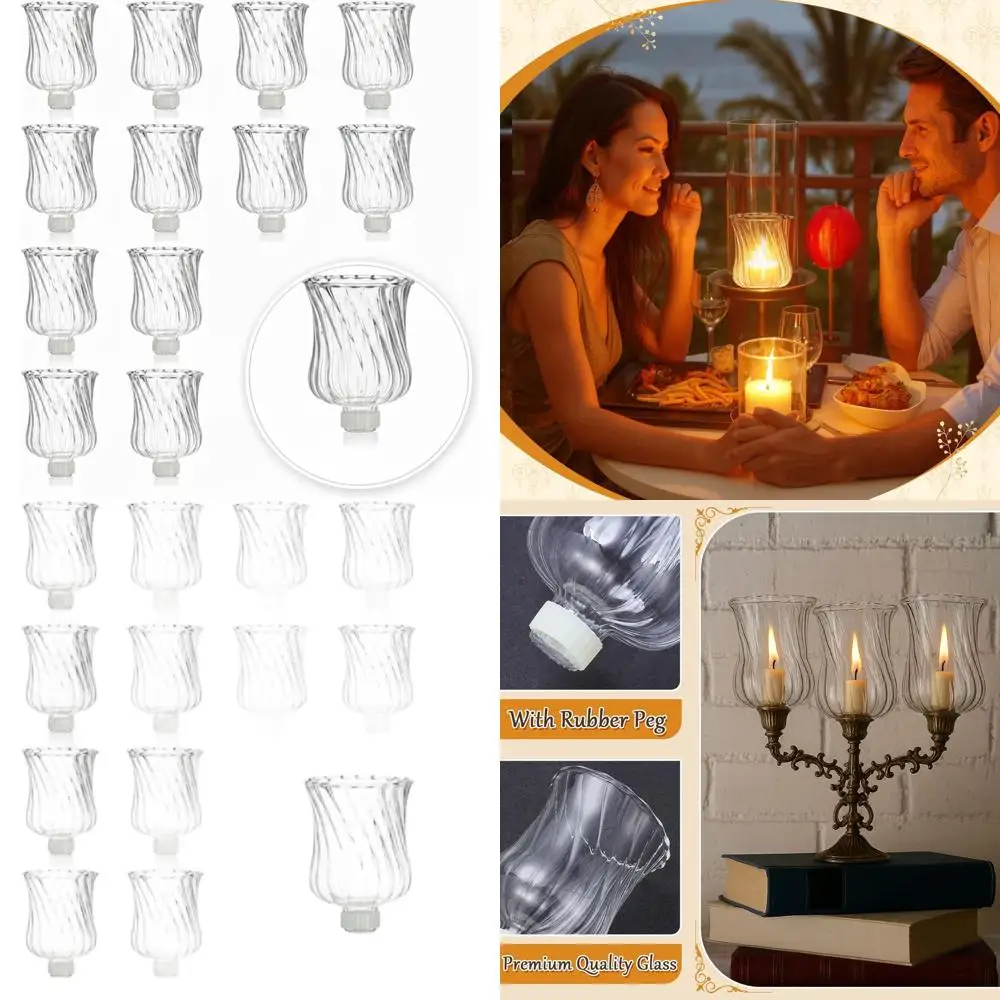 

Set of 12 Glass Votive Candle Holders with Silicone Bases for Tealights, Ideal for Home, Church, and Wedding Decorations