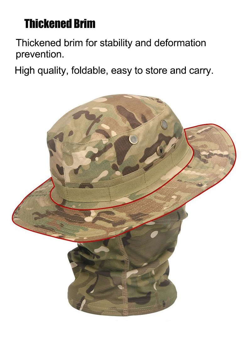 Camouflage Boonie Cap Sturmhaube Hut Anzug faltbare weiche Mütze Outdoor Jagd Angeln breite Krempe Hut Sonnenschutzkappen – Detail 8
