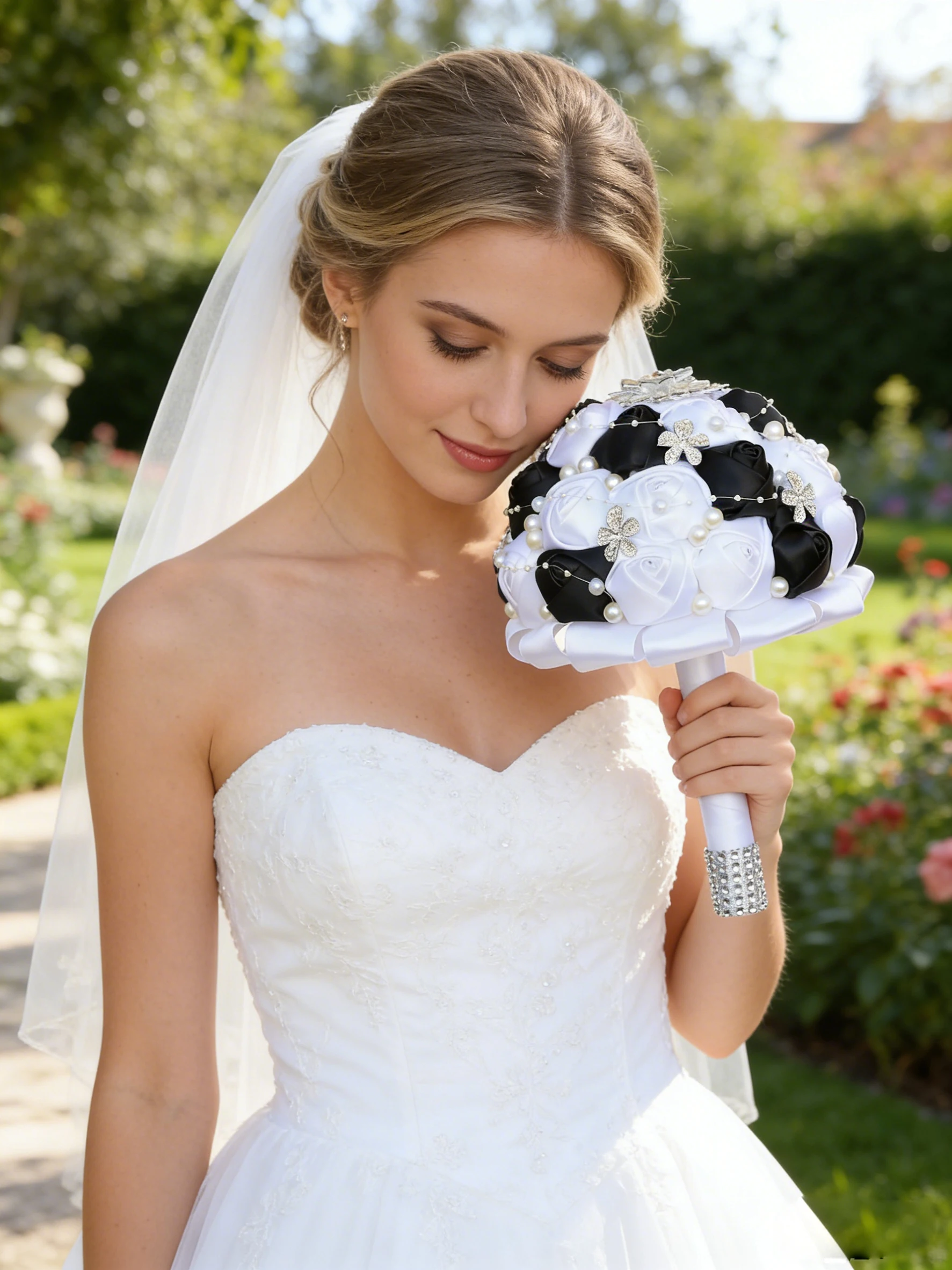 

Хит продаж: черно-белый свадебный букет для невесты и подружек невесты, для украшения свадебного торжества