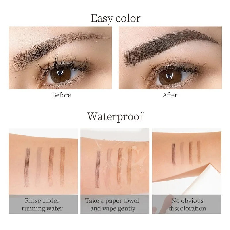 4 Claw Liquid Eyebrow Pen for Microblading Hair Like Strokes Waterproof Smudge Proof Sweat Resistant Long Lasting Brows Pencil