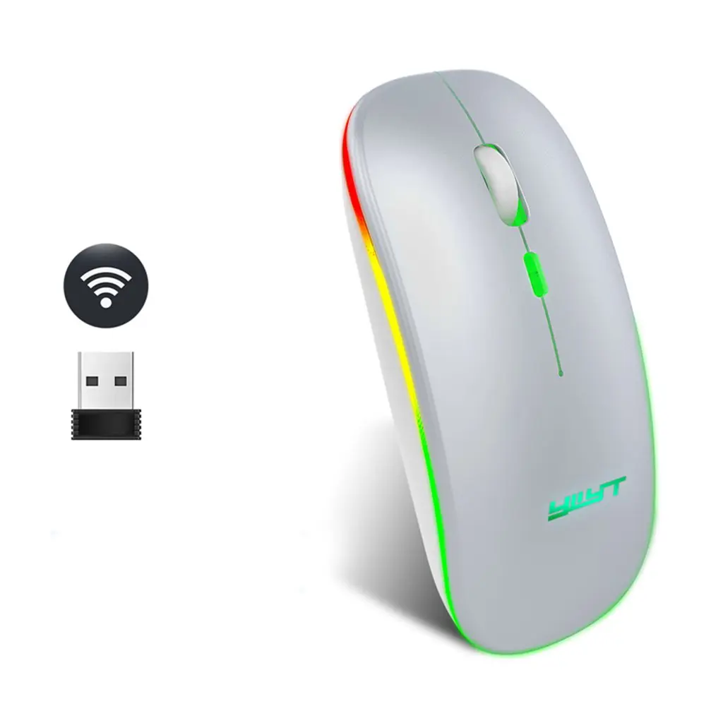 Slim Silent RGB LED Mouse Rechargeable Optical Office Mouse