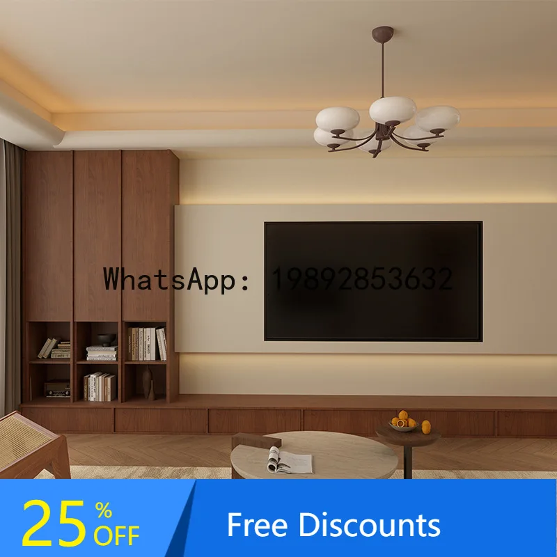 LYY New Chinese Style Skeleton Line TV  Walnut Wood Floor-standing Storage Living Room Organizer  Solid Wood TV Stand