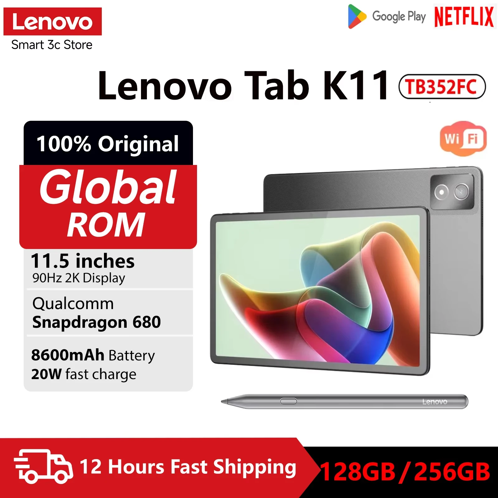 البرامج الثابتة العالمية Lenovo K11/Plus Tablet WIFI 11.5 بوصة معالج Snapdragon 680 8+256G /6+128 GPS 8600mAh Android14 #1