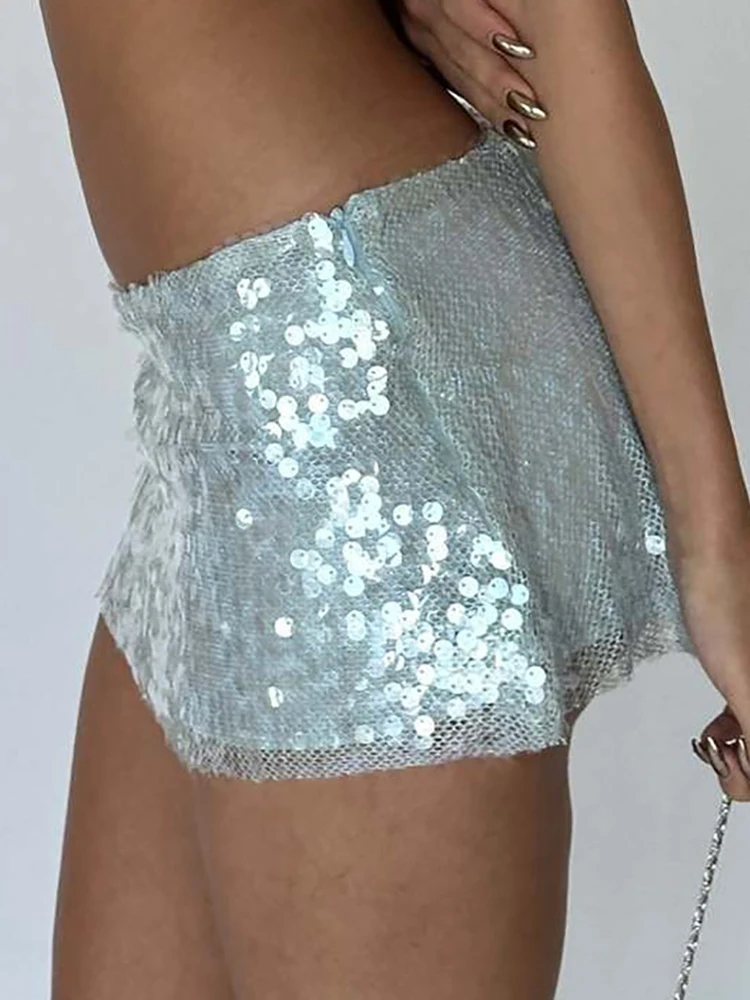 

Club Party Sparkling Sequin Mini Skirt Summer High Waist Slim Fit Wrap Hip Women Skirt Elegant Solid Color Short Skirt Clothing