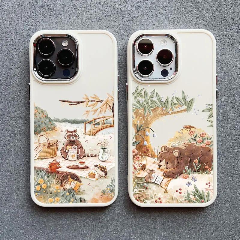 

Cartoon Animal Bear Fox Squirrel Silicone Phone Case For iPhone 16 11 Case iPhone 15 16 14 13 12 Pro Max Plus X XR XS Back Cover