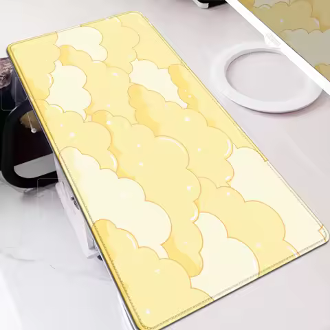 Yellow Cloud Mouse Pad Gamer Mousepad Large Gaming Keyboard Carpet 1000x500mm Kawaii Cartoon Rubber Mouse Mat Large PC Table Pad