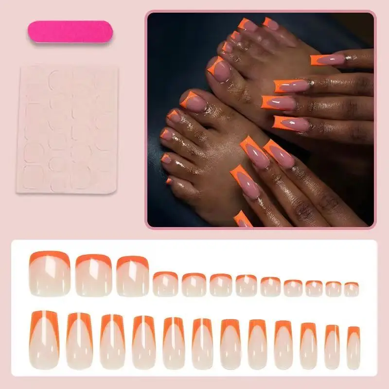 24PCS French block-style manicure complete set of manicures high-end style punk style hand and foot manicure set