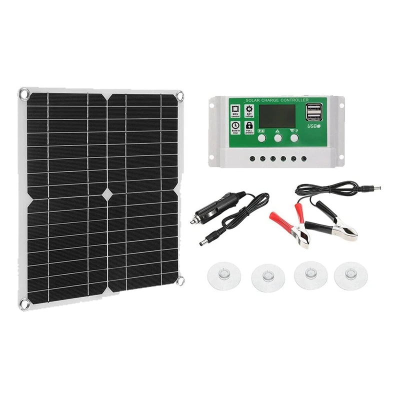 

12W Solar Panel Kit 50A 12V Battery Charger With Controller Caravan Boat