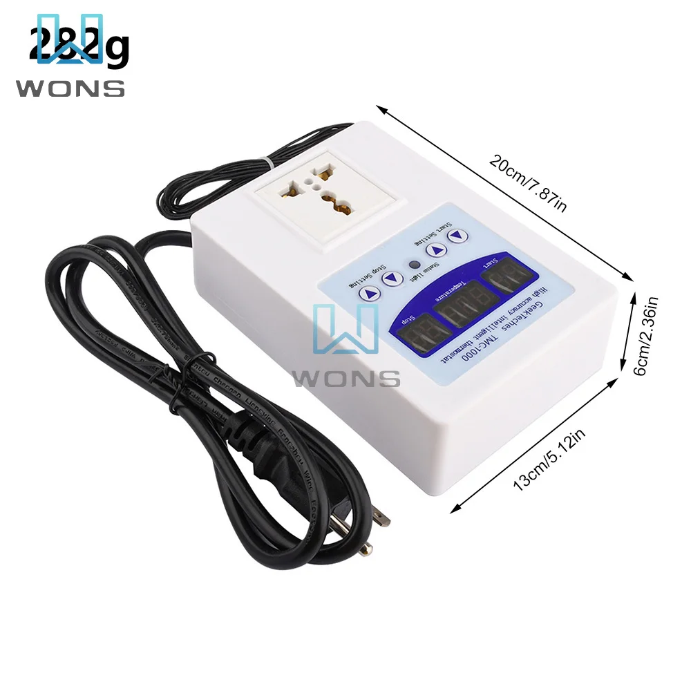 TMC-1000 Intelligent Digital Temperature Controller LED Display Temperature Socket Controller 9 ° C~99 ° C AC 110V-240V US EU UK