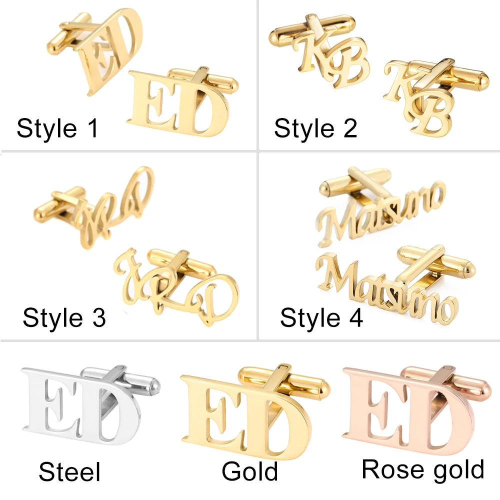 

Gemelos Personalizados Boda Letter Name Cufflinks For MenCustom Initials Cuff Buttons Wedding Gifts LOGO Shirt Man Jewelry Cuffs