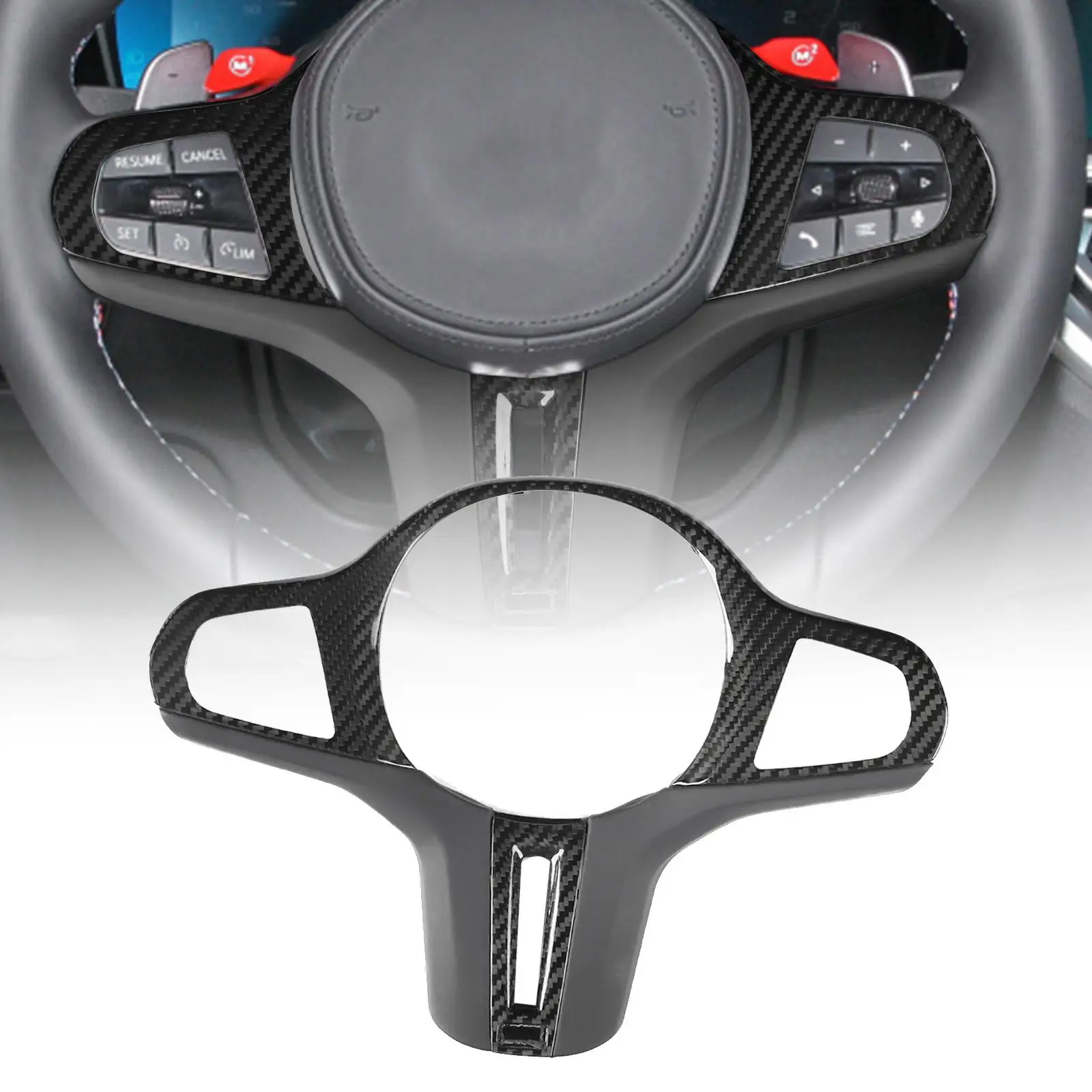 

Steering Wheel Cover Professional Easy to Install Replaces Decorative Sticker Carbon Fiber Frame Panel for BMW M3 M4 ID7 G