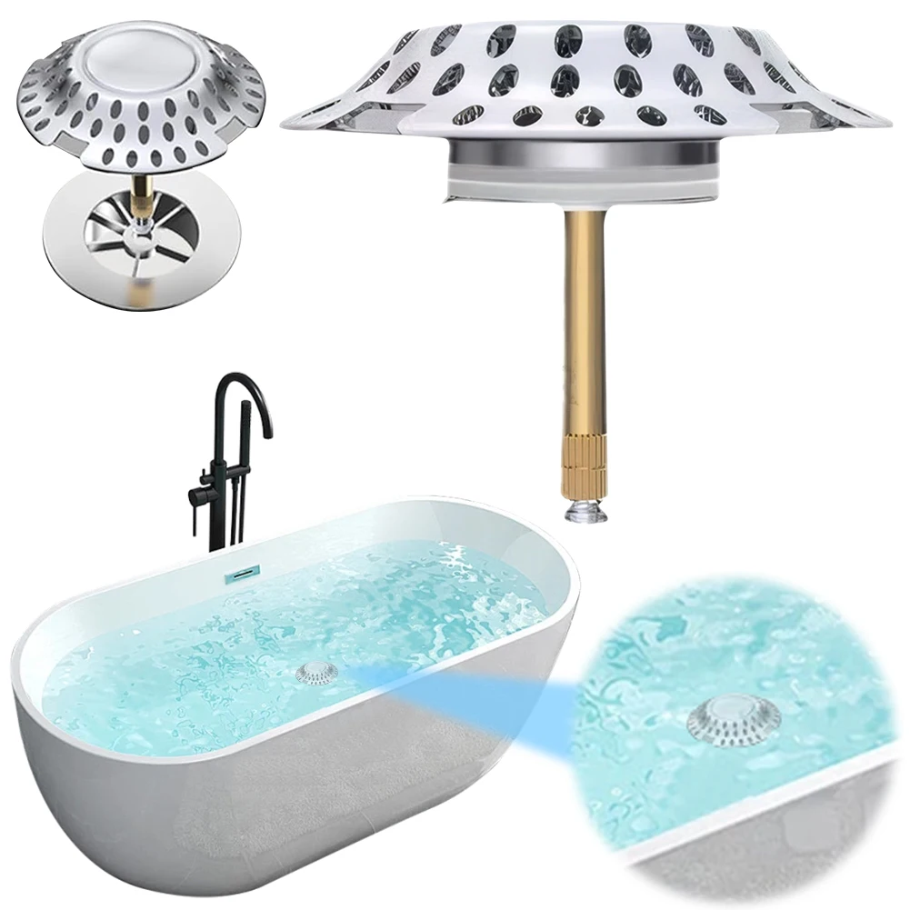 Bathtub Plug and Cover with Strainer Bathtub Drain Hair Catcher Pop Up Tub Drain Hair Catcher for 1.57 To 2.2 in Tub Drain Hole