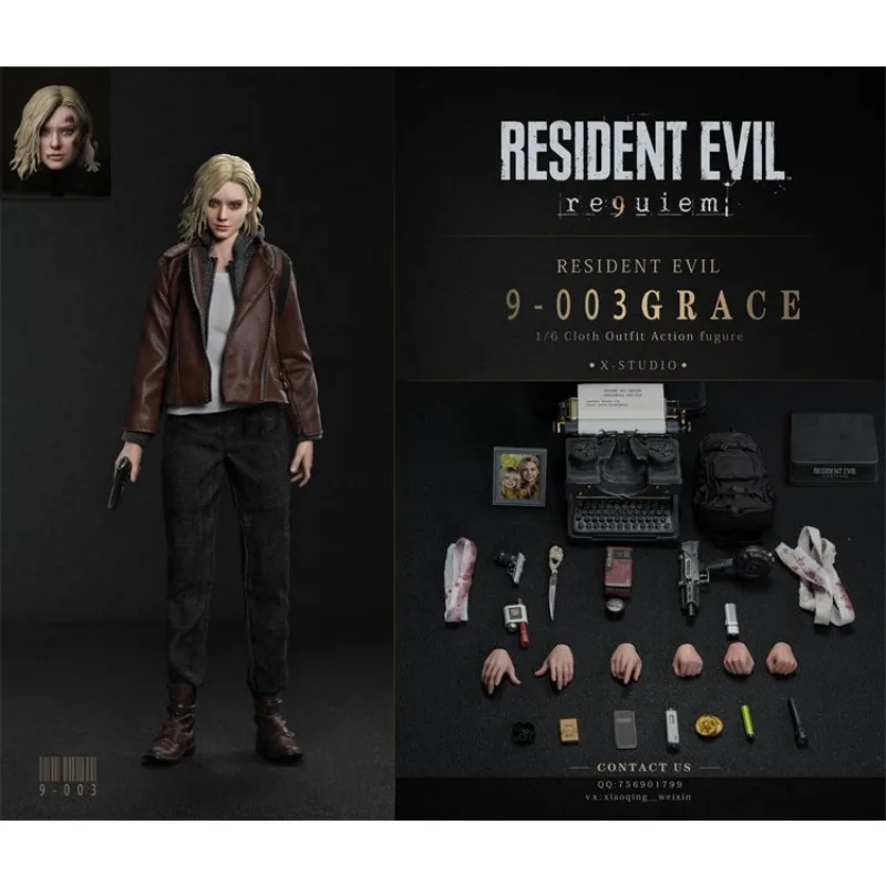Pre-sale Figura De Acción X-STUDIO 1/6 Resint Evil 9-003 Leon Grace Con Abrigo De Cuero Oscuro Y Múltiples Manos Reemplazables