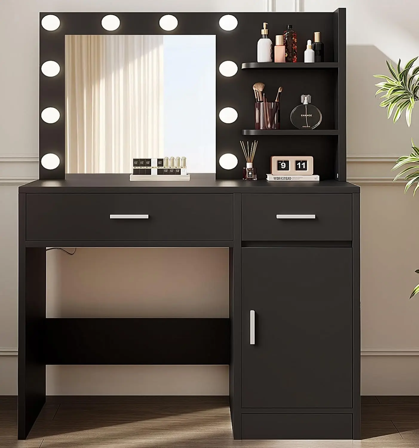 NEW Vanity with Lights, Makeup Vanity with Mirror, 3 Lighting Modes, for Bedroom, Black