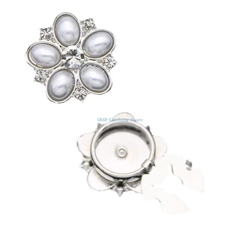 N0PE Rhinestones Flower Button Cover Decorative Button For Women Shirt Accessories