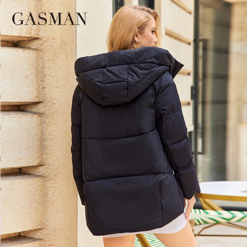 Gasman neue Mäntel Frauen Winter Daunen jacke klassisches Design Reiß verschluss Fleece Tasche weibliche elegante Parkas