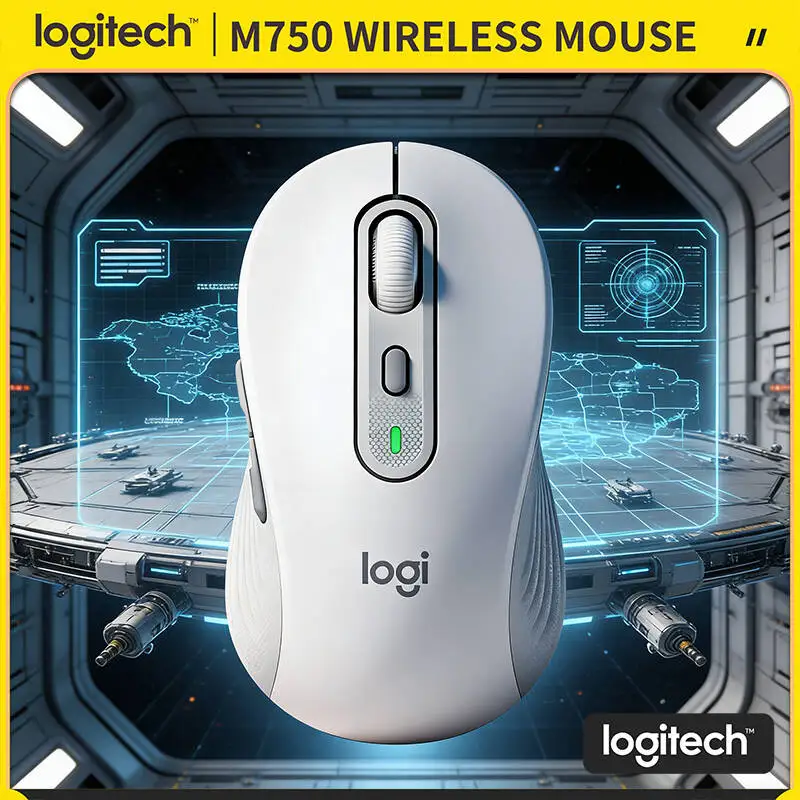 

Wireless Logitech M750 Mouse - Silent Touch Technology, Smart Wheel, 20 Month Battery, 3 Device Switches, 4000 DPI, Office Use
