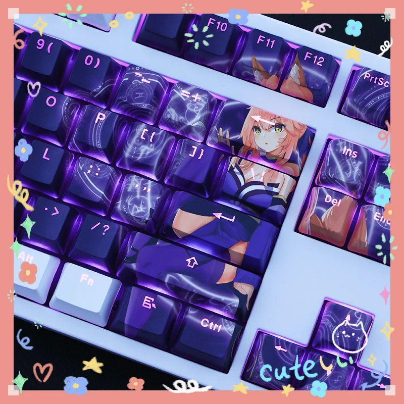 

108 Keys Fate/zero Anime Keycap Tamamo no Mae Keycaps OEM Profile PBT Dye Sublimation Mechanical Keyboard Backlit Keycap MX Sw