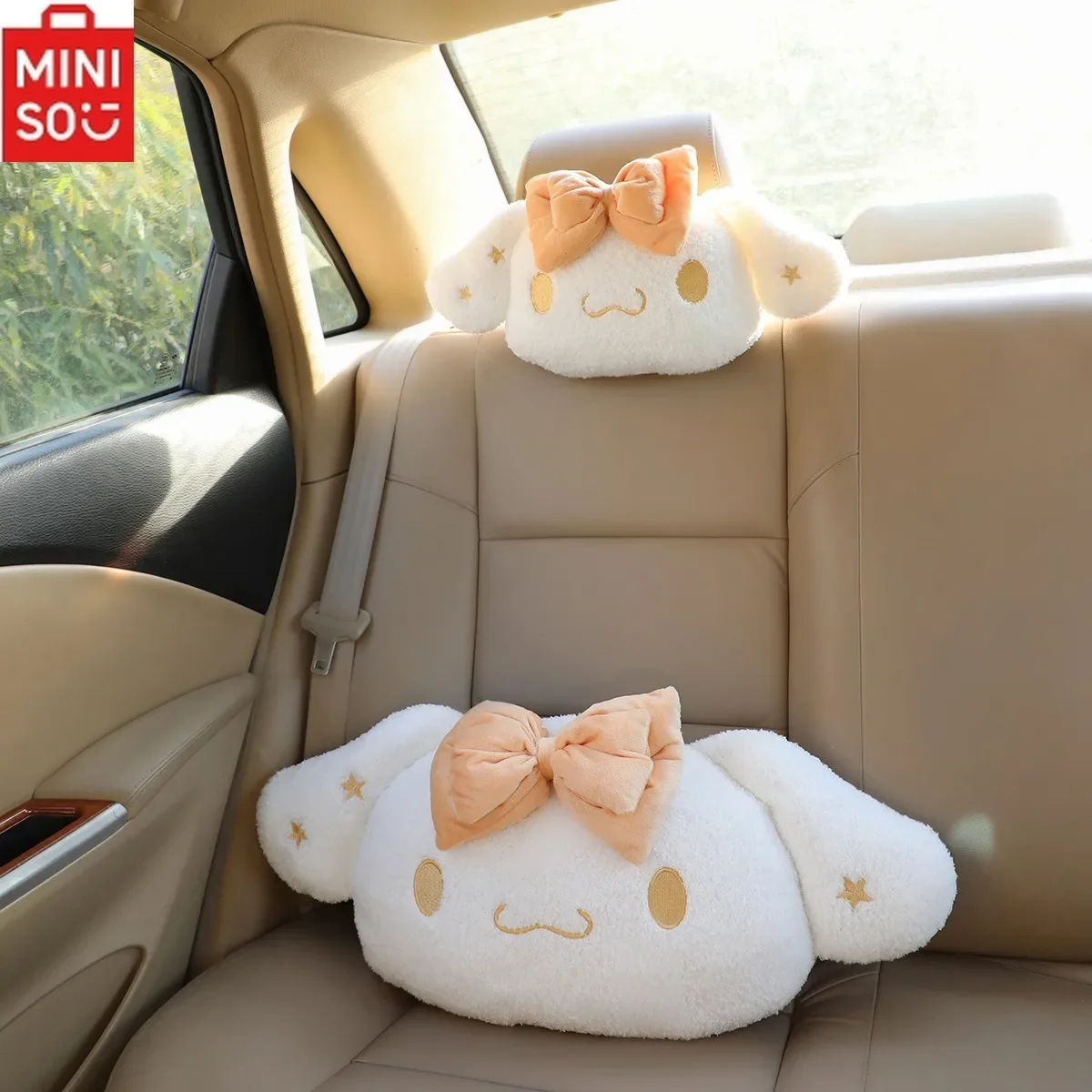 

MINISO Sanrio Melody Cinnamon Dog Car Cartoon Plush Neck Pillow Lumbar Support Kawaii Kulomi Car Interior Decoration Ornaments