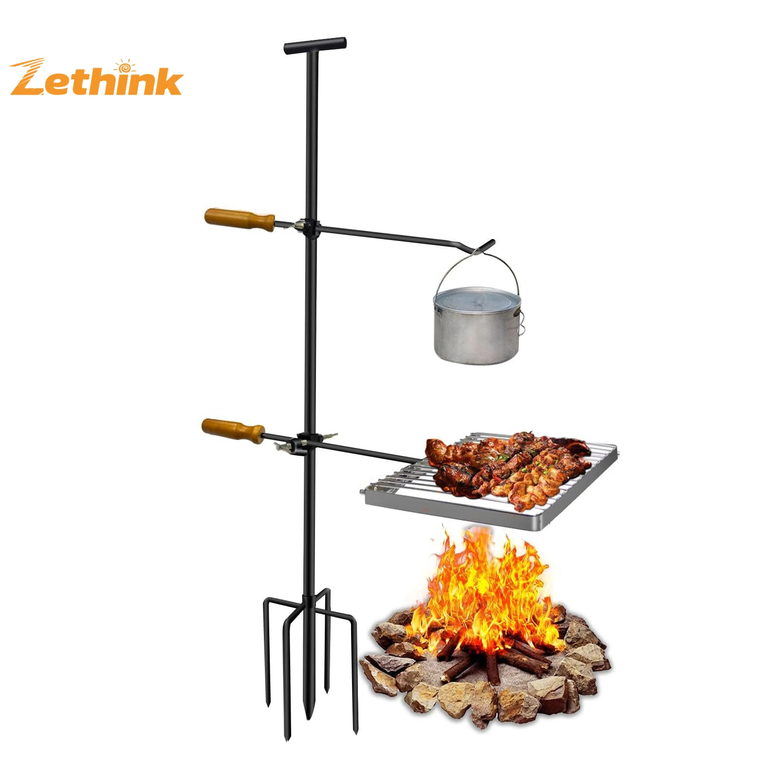 

Ground-insertion camping bonfire stand, folding stainless steel grill, multi-functional firewood stand for the courtyard