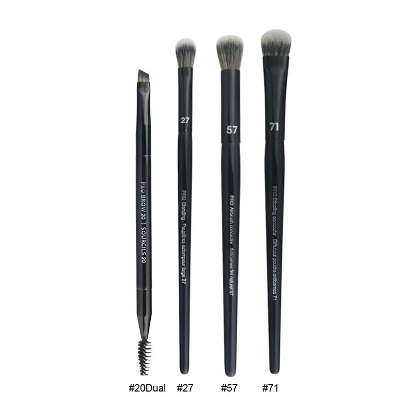 4pcs/set Pro Black Eye Shadow Makeup Brushes Lip Brow Precision Concealer Blending Synthetic hair Smudge Highlight Make Up Brush