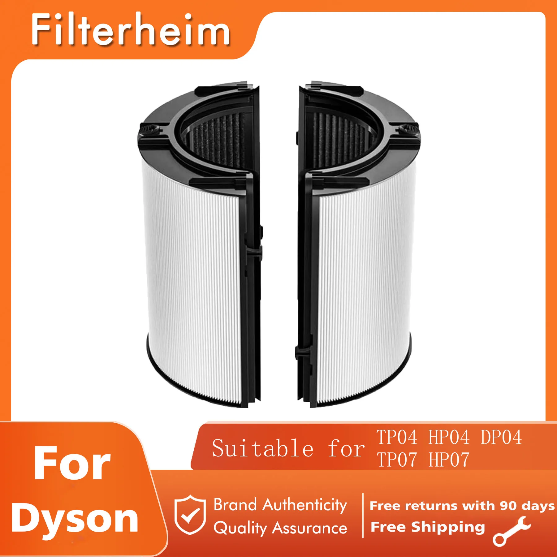 HEPA e filtro do purificador do ar do carbono, 2 em 1, peças de filtro para Dyson HP04, TP04, DP04, PH04, PH03, PH02, PH01, HP09, TP09, HP07, TP07, HP06, TP06