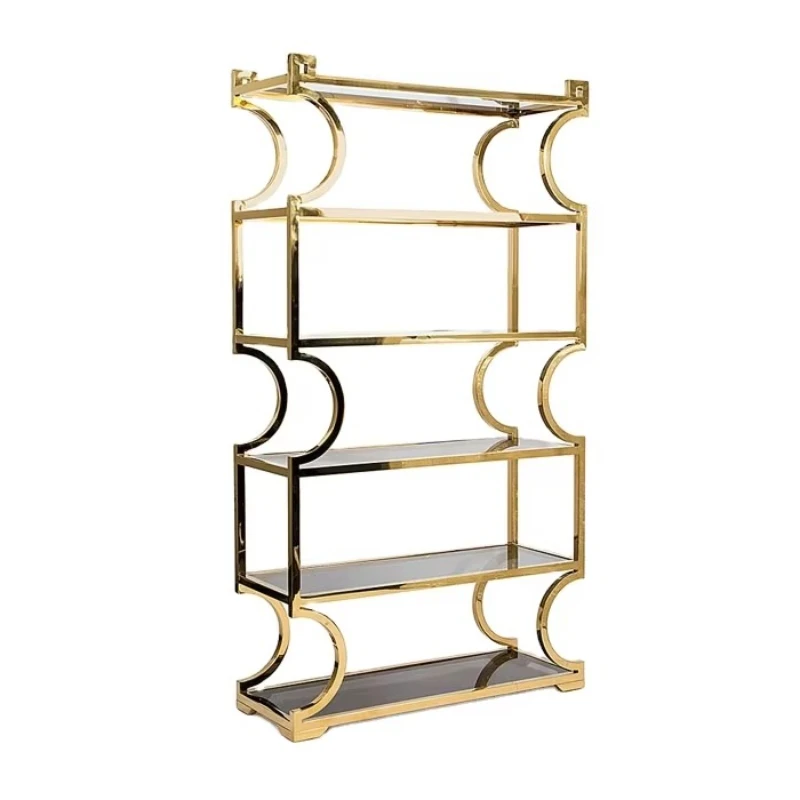

Gold Stainless Steel Frame Wedding Glass Top Wine Rack Decorative Wine Rack