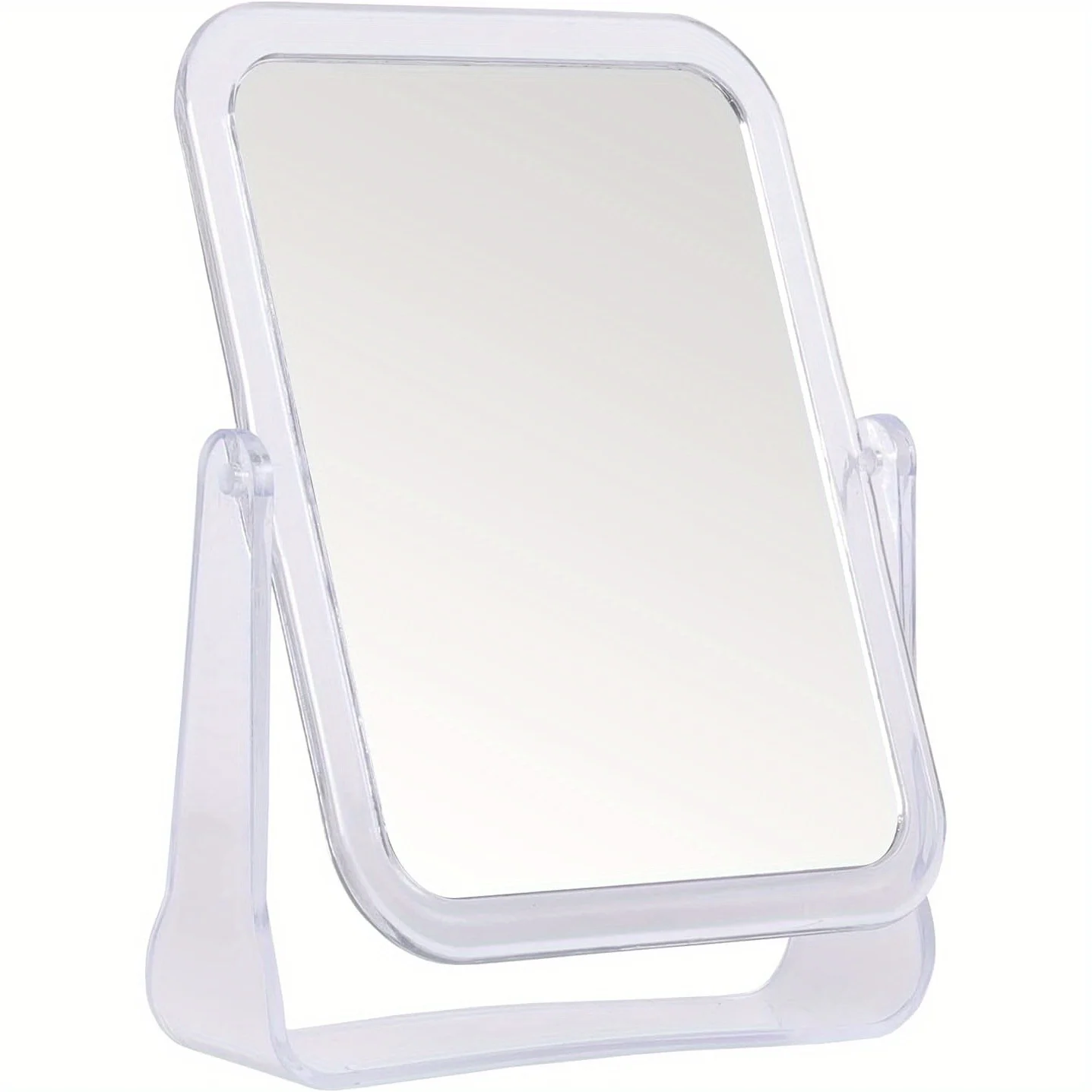 Espelho de maquiagem de mesa 360 °   Espelho flexível de rotação com suporte, espelho cosmético de mesa, bom para banho, barbear, viagem-retângulo