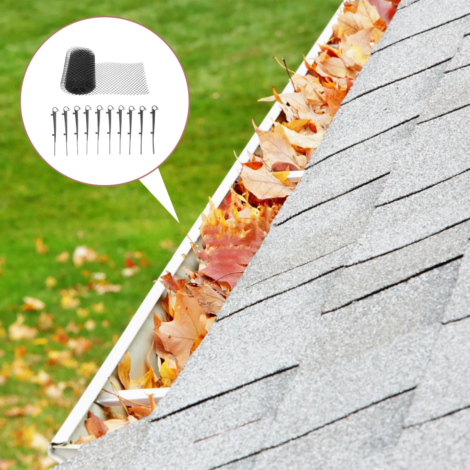 1Set Plastic Gutter Guard Net Tight Expanded Mesh Anti Falling Leaves Protection for Roof Garden Courtyard Sink Drain Use