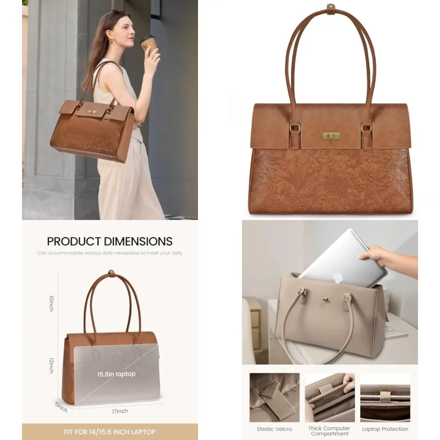 

LOVEVOOK Laptop Bag for Women Work Tote Messenger Bag Waterproof Busess Office Professional Handbag Shoulder Bag