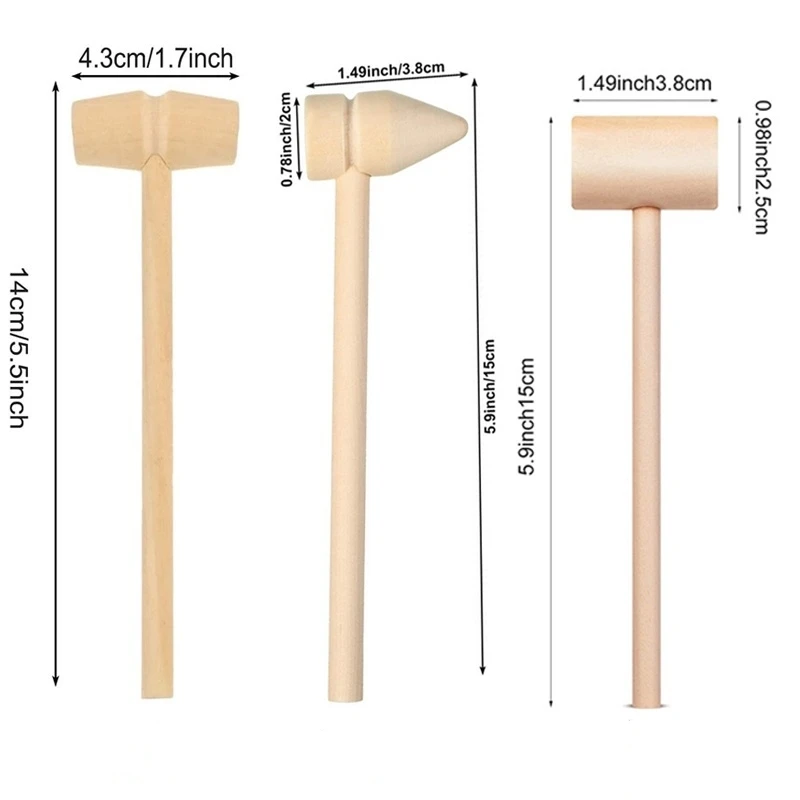 20/10/5 Pcs Mini Wooden Hammer Mallet Cake Demold Tool Jewelry Making Crab Lobster Seafood Crackers Balls Toy Kid Pounding