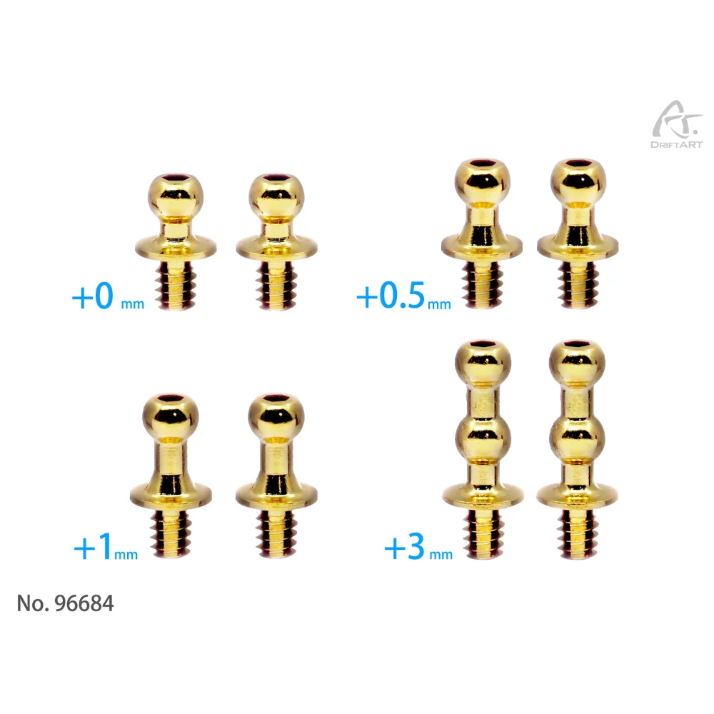 96684 DriftART Ball End Height Adjustment Set B – 2pcs Standard, 2pcs +0.5mm, 2pcs +1mm, 2pcs Double Ball Ends For DA4