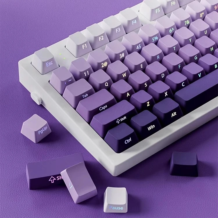 Purple side engraved lamp position light-transmitting PBT keycap mechanical keyboard gradual change OEM height 87 arrangement F7