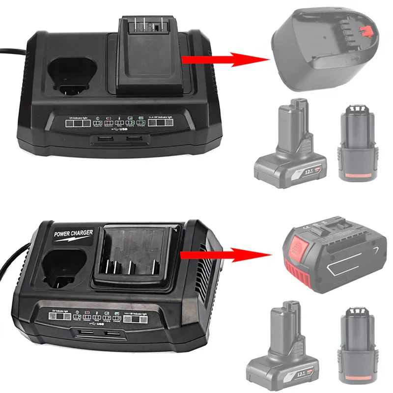 Carregador Rápido do Porto Duplo do Carregador Gax1218v da Substituição para Bosch 10.8v-ferramentas Elétricas da Bateria Bat609 Bat609g Al1860cv do Li-íon de 20v