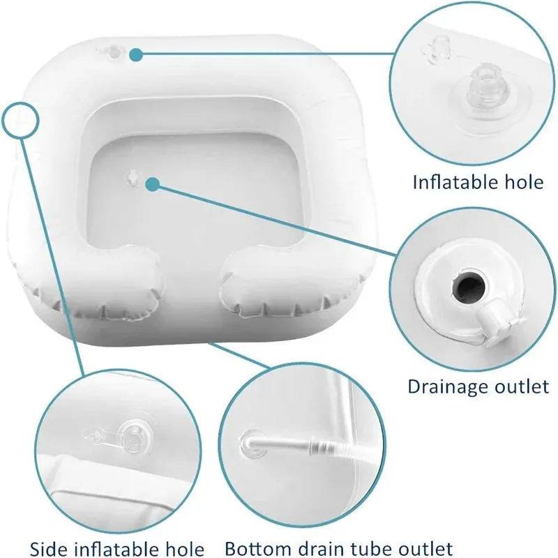 Shampoo Tray Hair Washing Basin for The Disabled Inflatable Shampoo Basin Tub Portable with Drain Tube