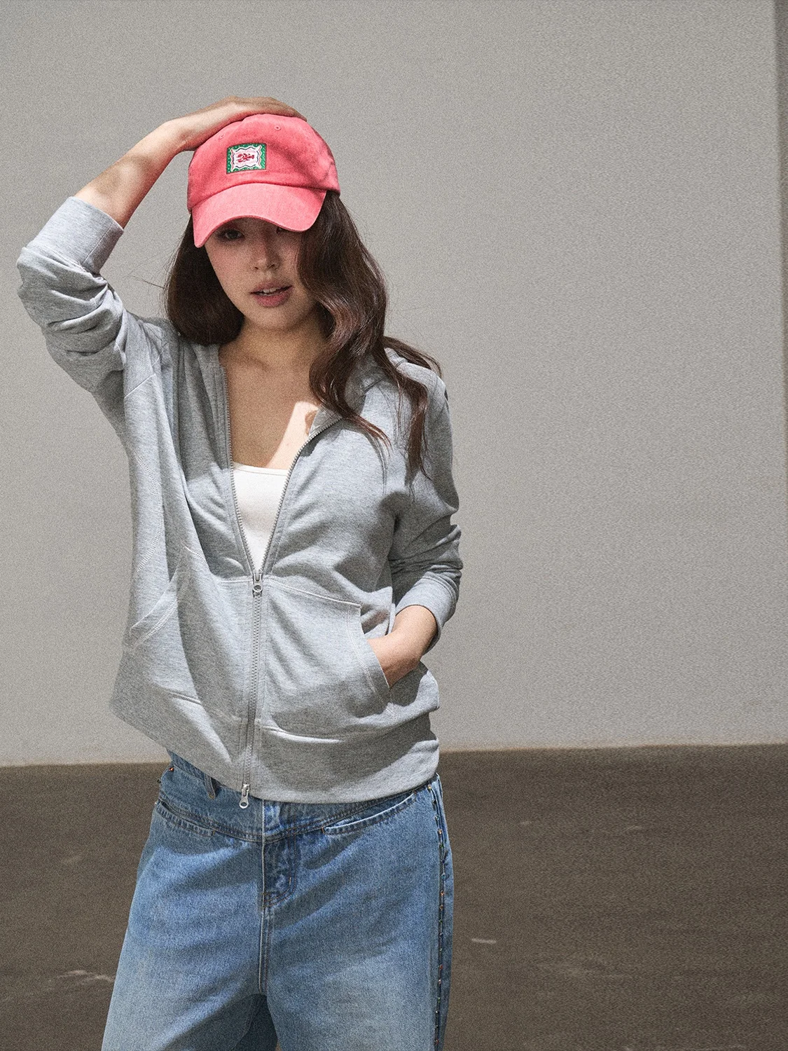 

JINGU Spring New Simple Pure Color Hoodie Slim Fit Sweatshirt Jacket Women Casual Style Cotton Polyester Blend Long Sleeve Zi...
