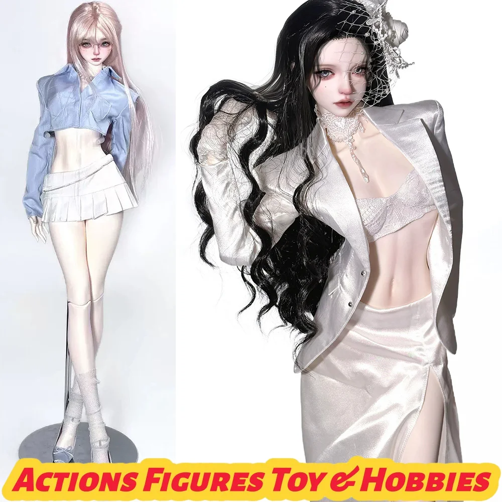 1/3 Scale Female Short Shirt Pleated Mini Skirt White Suit Coat Bra High Slit Skirt for dz70 impl68 dz71 BJD Dolls DIY