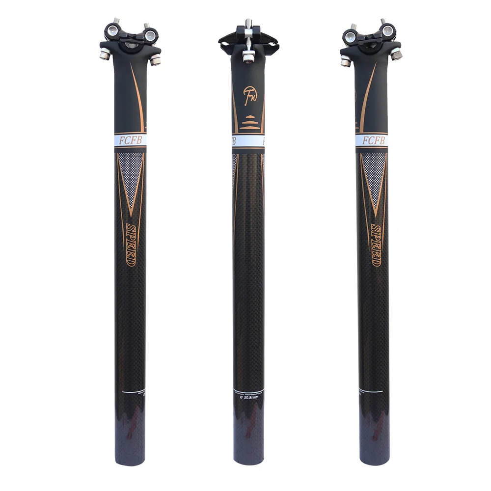 FCFB 3k seatpost black 0mm Double nail Bicycle seatpost carbon fibre bike seatpost bike parts 350/400/450mm