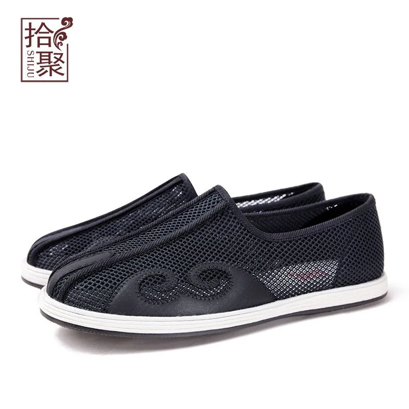 Zomer Vechtsporten Schoenen Voor Mannen Zwart Mesh Ademende Tai Chi Schoenen Heren Designer Wushu Schoen Man Comfortabele Vechtsport Schoen