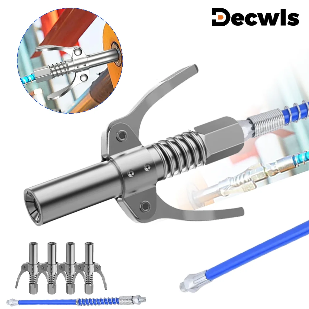 Doppelgriff-Hochdruck-Verriegelungszange, Schmiernippel, Fettkupplung, Wartungswerkzeuge, NPT1/8-Adapter, Fettpressenzubehör, mit 30-cm-Verbindungsschlauch, Fetteinspritzdüse