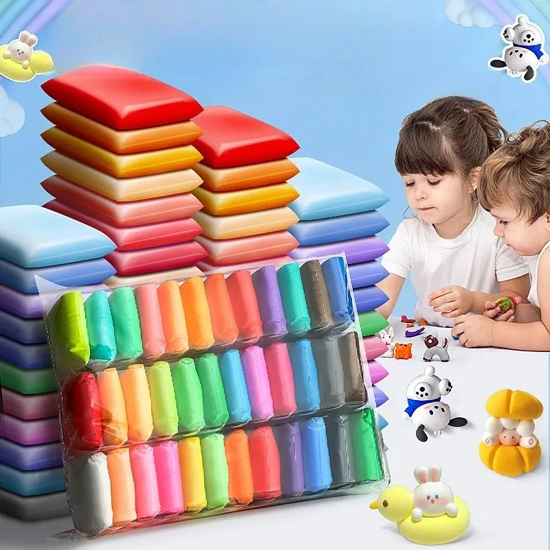 Kit de Arcilla de Secado al Aire para Niños YUNFAN, 12/24/36 Colores, Arcilla de Modelar Ultraligera, Súper Suave, No Tóxica, para Manualidades Infantiles