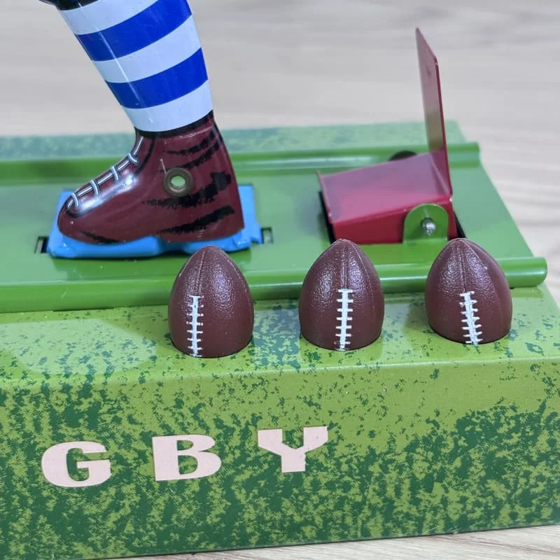 Metal Tin Rugby player football sportsman Clockwork Wind up model toy Adult Collection Retro gift