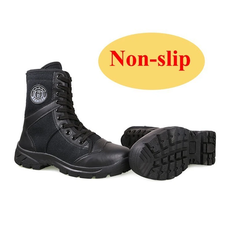 Outdoor  Boots Man Training High Mesh Summer Special Forces Boots Winter Warm Canvas  Leather Boot